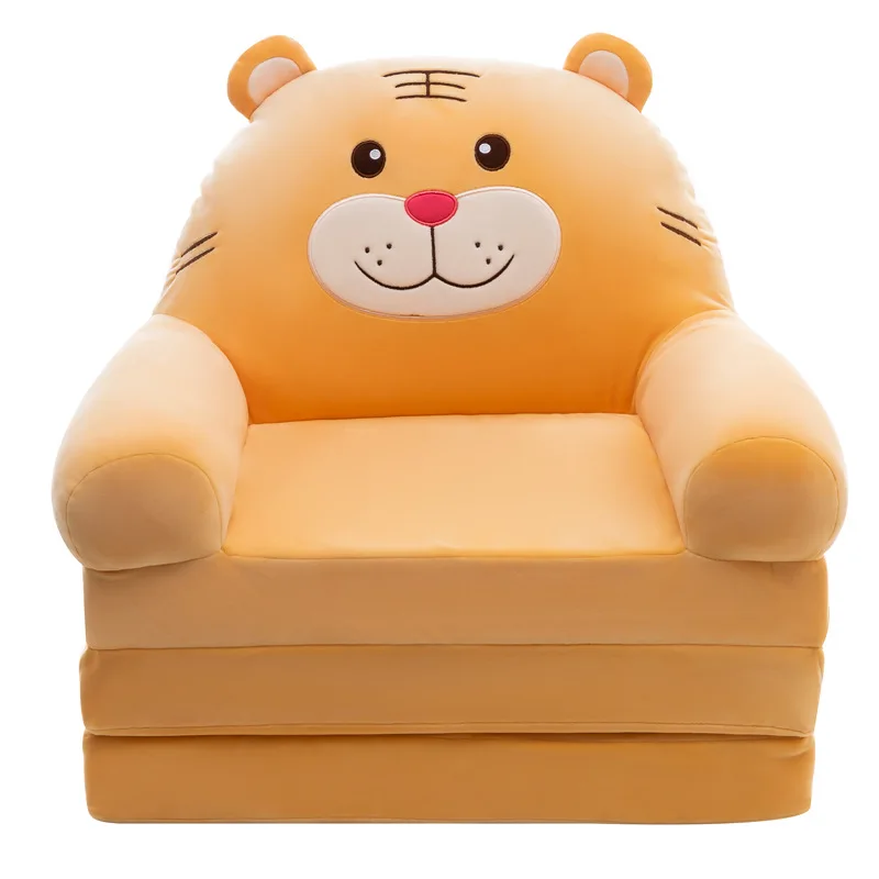 China Supply 3 Layers Foldable Mini Plush Baby Sofa Animal Character Baby Plush Chair Stuffed Chair