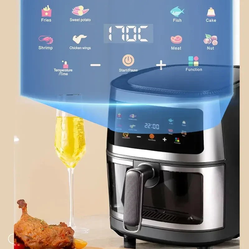 Factory Cheap Price Custom Logo High Quality Home 8l Intelligent Timing Electric Hot Deep Air Fryers With Rotisserie