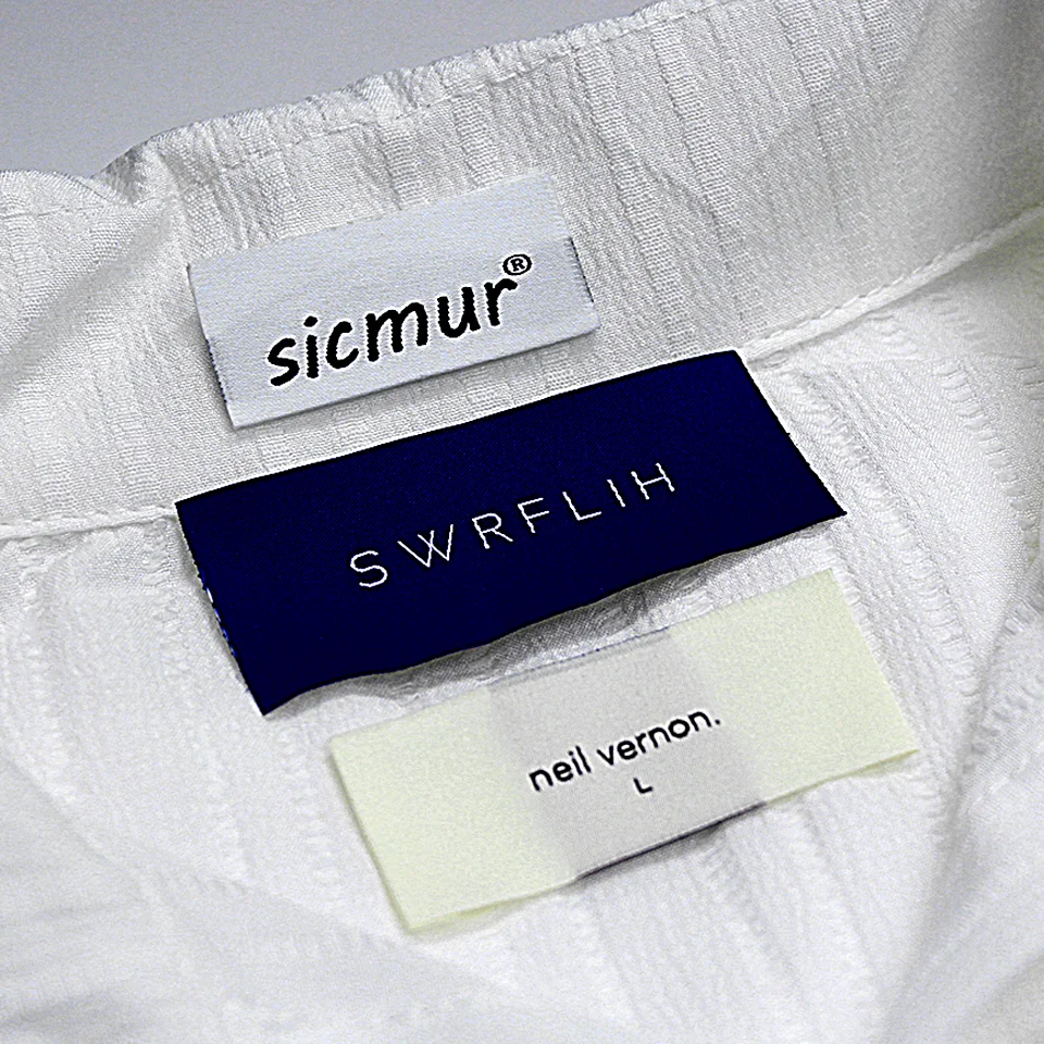 Embroidery Letter Cotton Labels for Clothing Customized Brand LOGO Woven Hem Tags Sewing on T-shirt