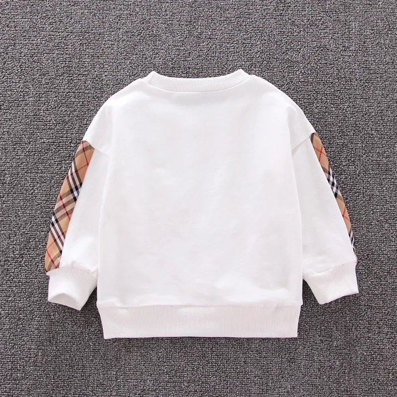 Комплекты одежды для мальчиков, Детский свитер, спортивные комплекты в клетку, подходящие цвета, для мальчиков и девочек, с длинным рукавом, оптовая продажа из двух предметов
