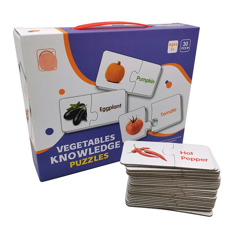 Custom made animal Vegetables letter pairing Toys Kids crossword Learning Games Jigsaw Puzzles Flash Cards matching Puzzle