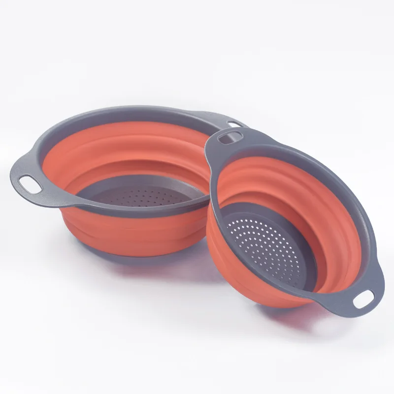 
Wholesale Food Grade Plastic Collapsible Bowl Colander vegetable Strainer with Long Handle 