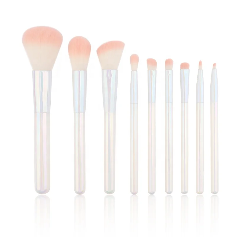 Wholesale Factory 9 Pcs Synthetic Hair White Custom  Private Label White Makeup Brushes Set
