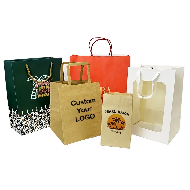 Without handle or with handles good quality shopping bags boba tea custom logo size kraft package paper bag for cup