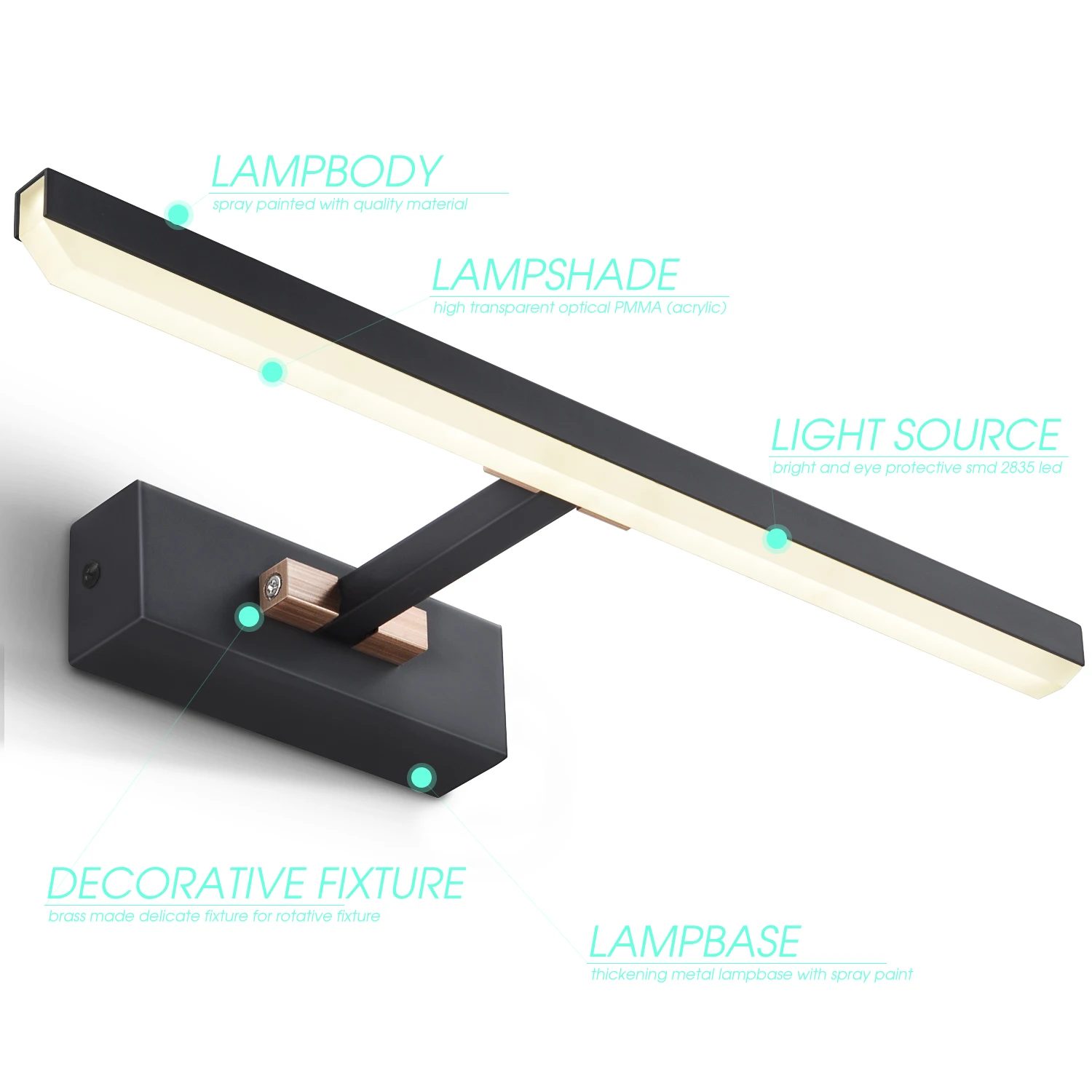 Современная Настенная светодиодная лампа индивидуальный светильник для ванной зеркала под раковину черный и белый цвета освещение комнаты 6 Вт 8