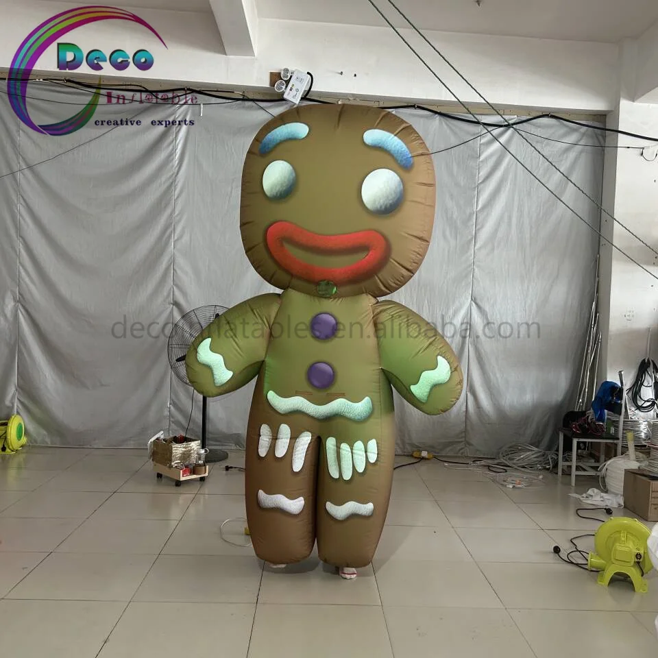 Custom Yellow Gingerbread Costume  Inflatable moving cartoon with LED Lights for Outdoor Parade & Stage Performances Advertising