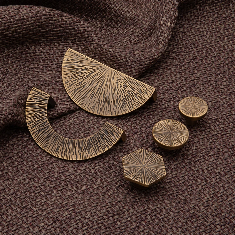 QianSi Aged Brass Demi Lune Cabinet Handles Half Ring Pulls Furniture Handles Round Dresser Knobs Kitchen Hardware