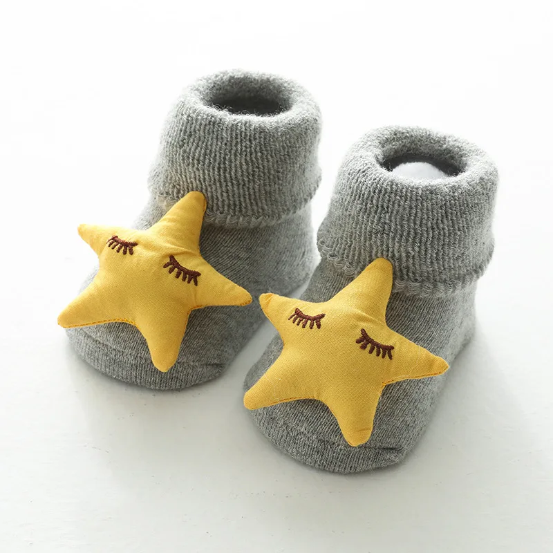 Autumn and winter Terry thickened baby socks stereoscopic doll cartoon glue non slip baby floor socks newborn