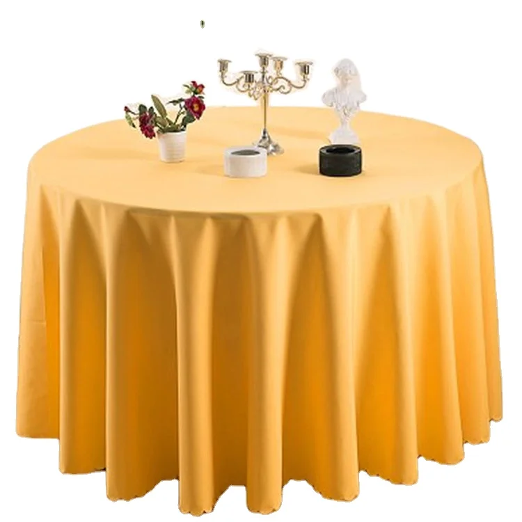 Simplicity Solid Color Custom Logo Round Table Cloth Satin Restaurant Wedding Table