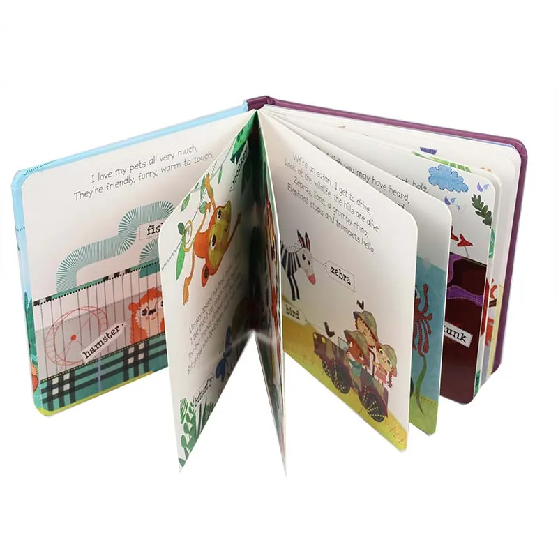 Custom children cardboard book printing Full Color Hardcover CardBoard kids art paper Children Books Printing For Student