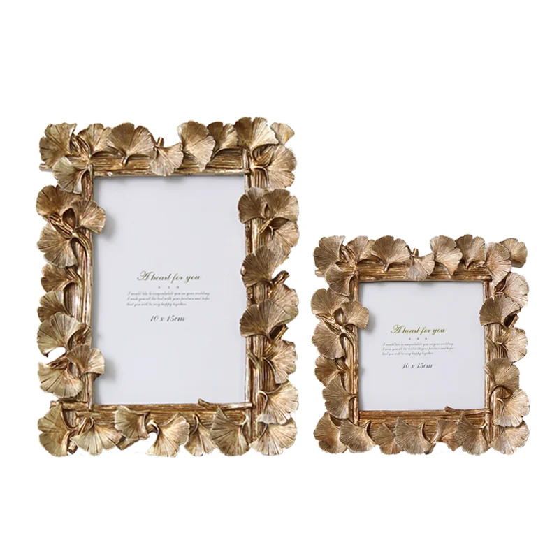 Handmade High Quality Antique Resin Photo Frame with Apricot leaf Decorative and Gift picture frames for home decor