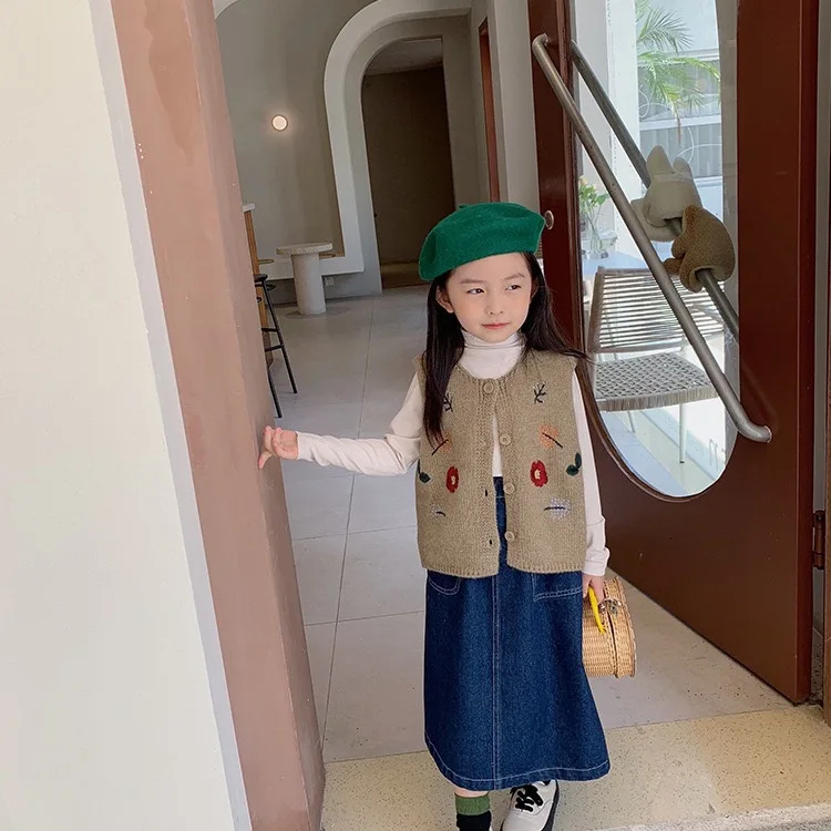Китайский поставщик 2024 осенний и зимний Лидер продаж новые детские свитера для девочек кардиган жилет