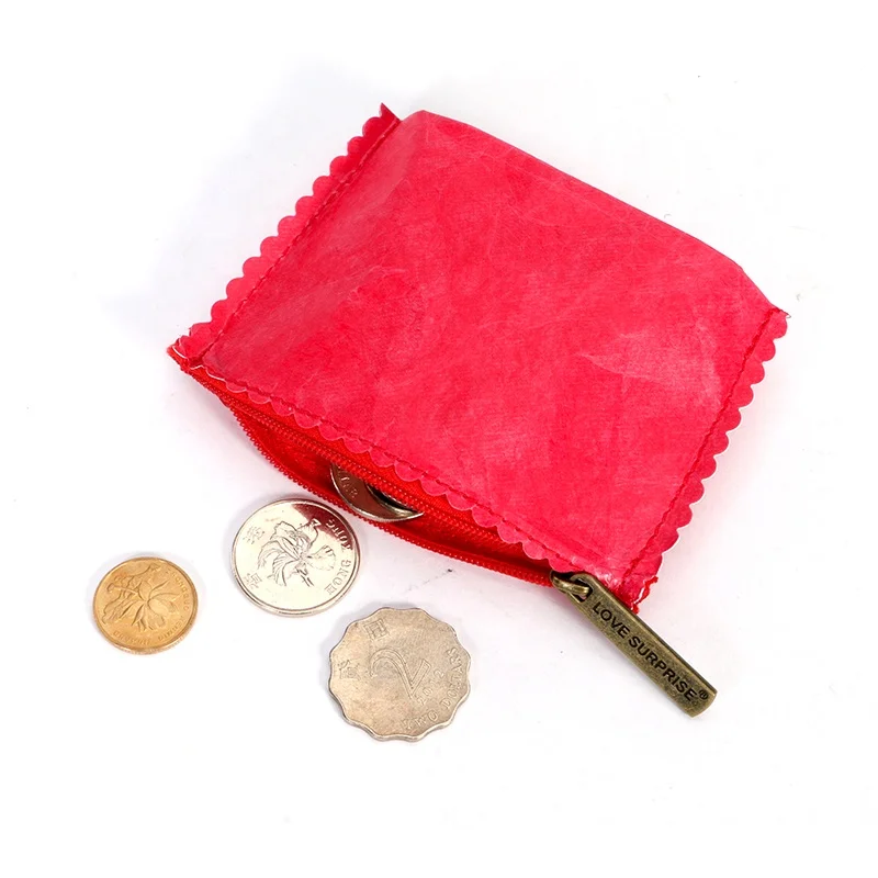 OEM  environmentally friendly wallet daily life red storage bag  durable coin  purse Tyvek  paper  waterproof  wallet