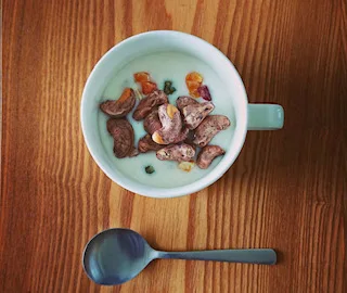 Vietnam delicious food vegetable protein cashew nuts for breakfast