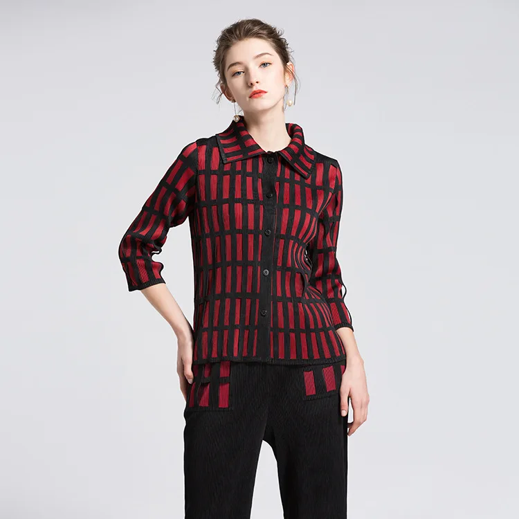 2020 fashion women outfit women fashion two piece sets guangzhou sanxuan trading  Stripe single breasted black red suit