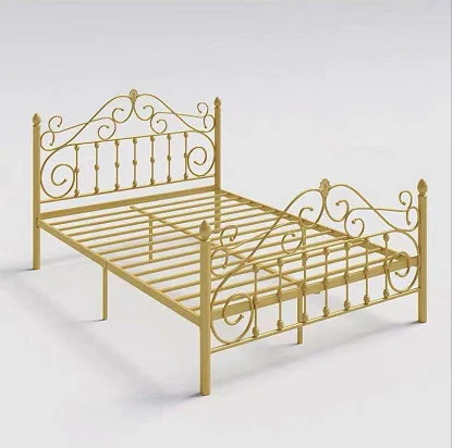 Роскошные двухспальные кровати размера «Queen-Size» с золотым каркасом в скандинавском стиле современные железные металлические для мебели
