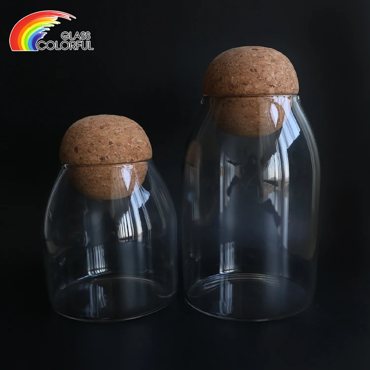 Food storage container sets borosilicate glass jar with cork