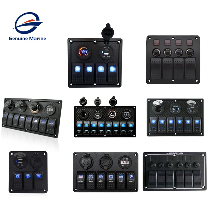 Genuine Marine 12V/24V 0r 110V/220V Control Switch Panel Custom Marine Breaker Electrical Panel For Boat Yacht Caravan