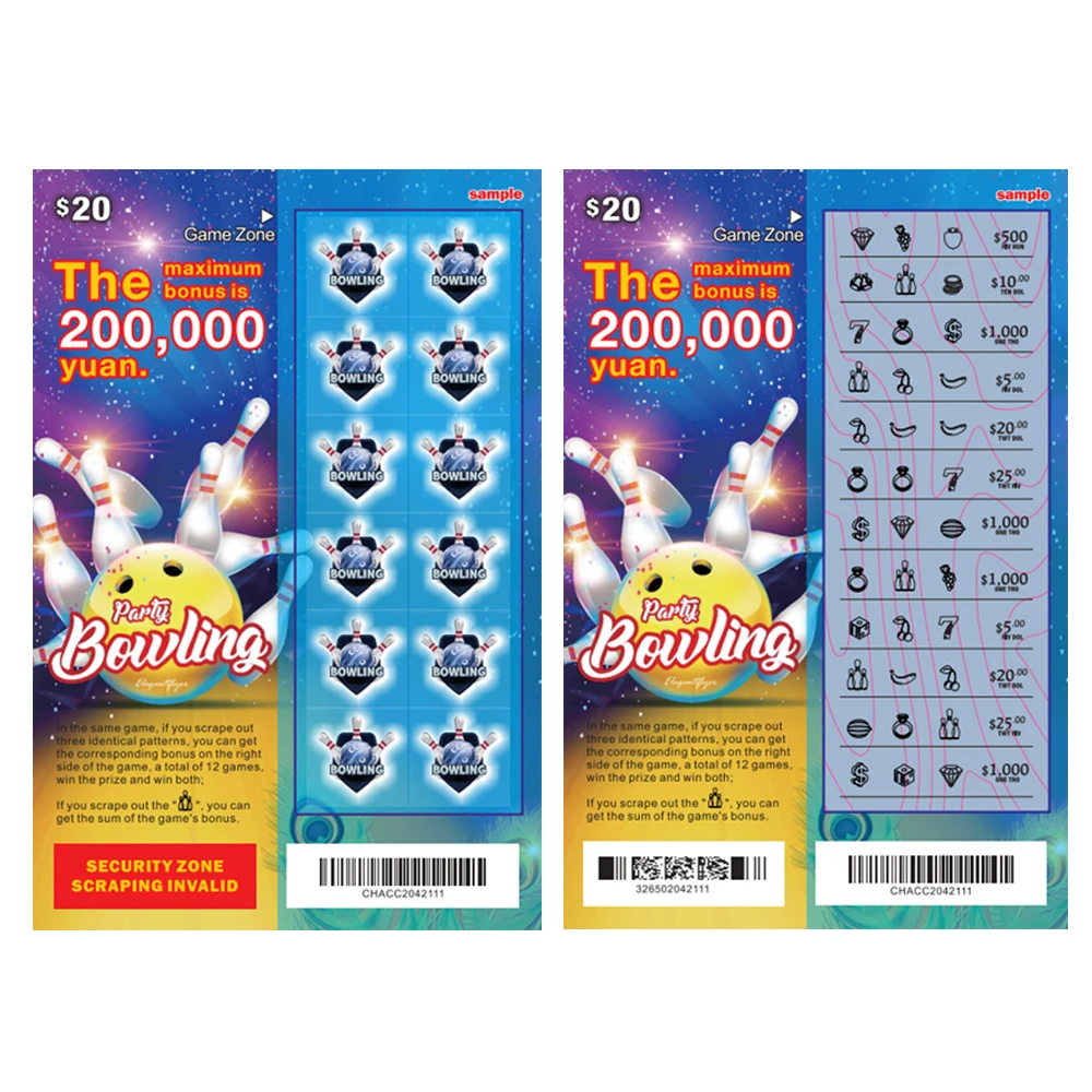 Premium Quality Lottery to Win Big Color Printing Thematic Design with Variable Data for Unique Lucky Scratch Off Lottery