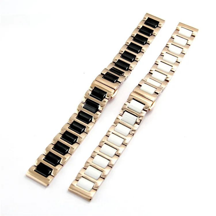 14mm 16mm 18mm 20mm 22mm Quick Release Butterfly Buckle Deployment Clasp Stainless Steel Ceramic Bracelet Watch Strap Band