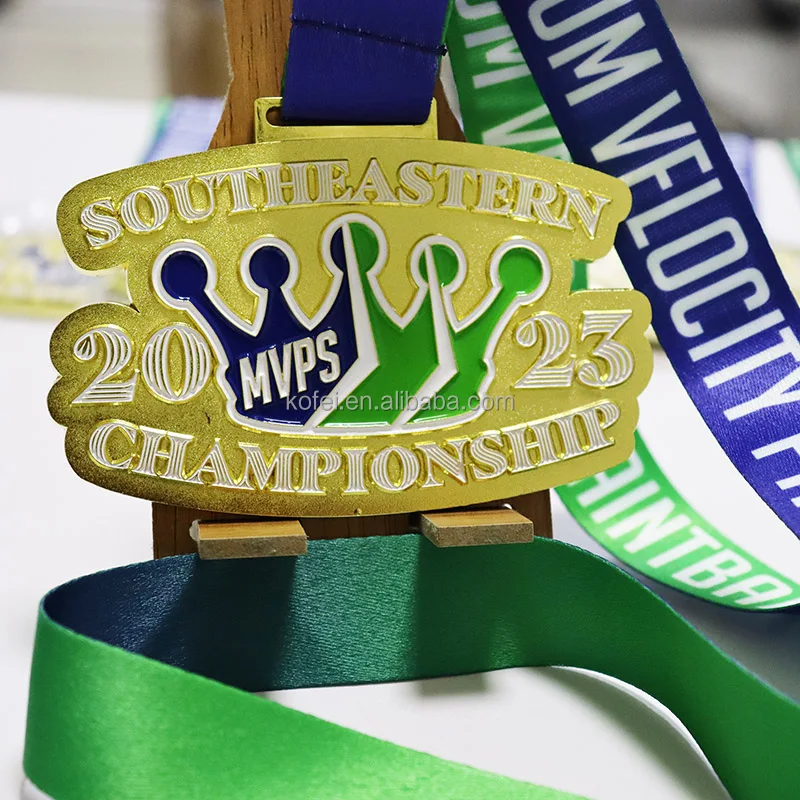 Kofei OEM/ODM Zinc Alloy 3D Award Gold Soccer Football Engraved Custom Logo Metal Medals Sport Run 5k 10k Marathon Medal