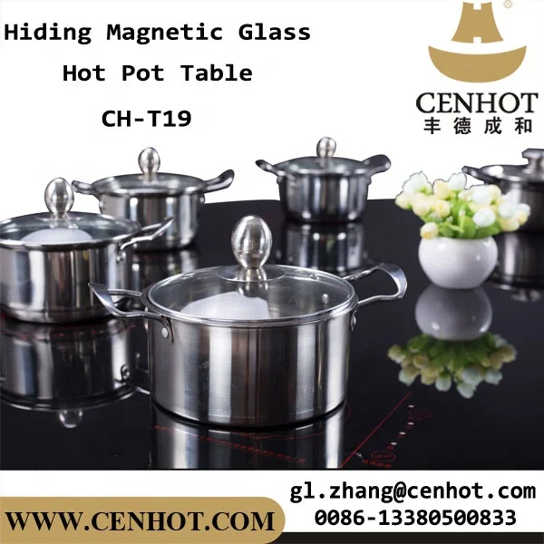 CENHOT Hot pot large round table glass tabletop shabu shabu table for restaurant