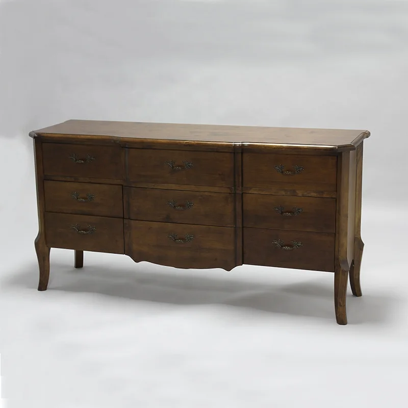 Antique style 9 drawers TV cabinet Chinese walnut colour solid wood home/hotel use sideboard (DT-974)