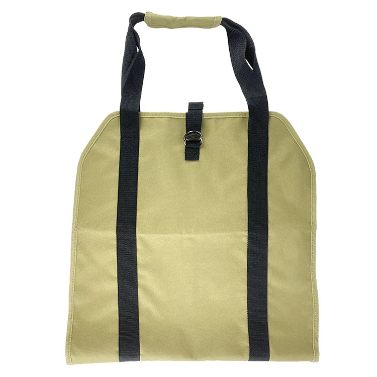 Outdoor durable fireplace stove accessories wood carrier firewood carrying bag waxed canvas log tote bag