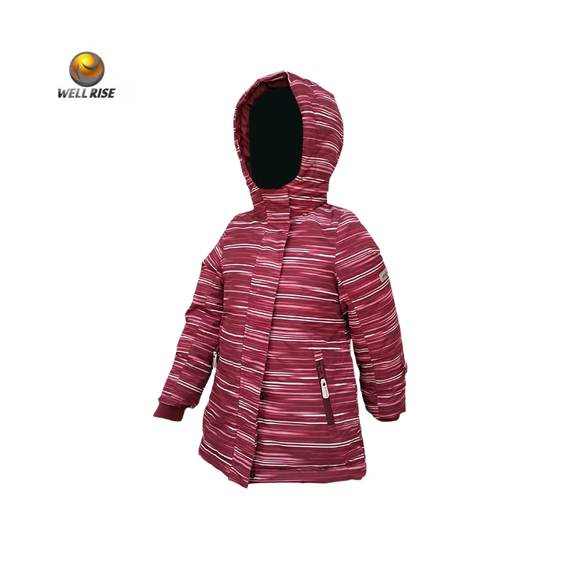 Well Rise Hot selling print nylon ski jacket fabric Waterproof windproof kid ski clothes Seam taped jacket kid ski wear for girl