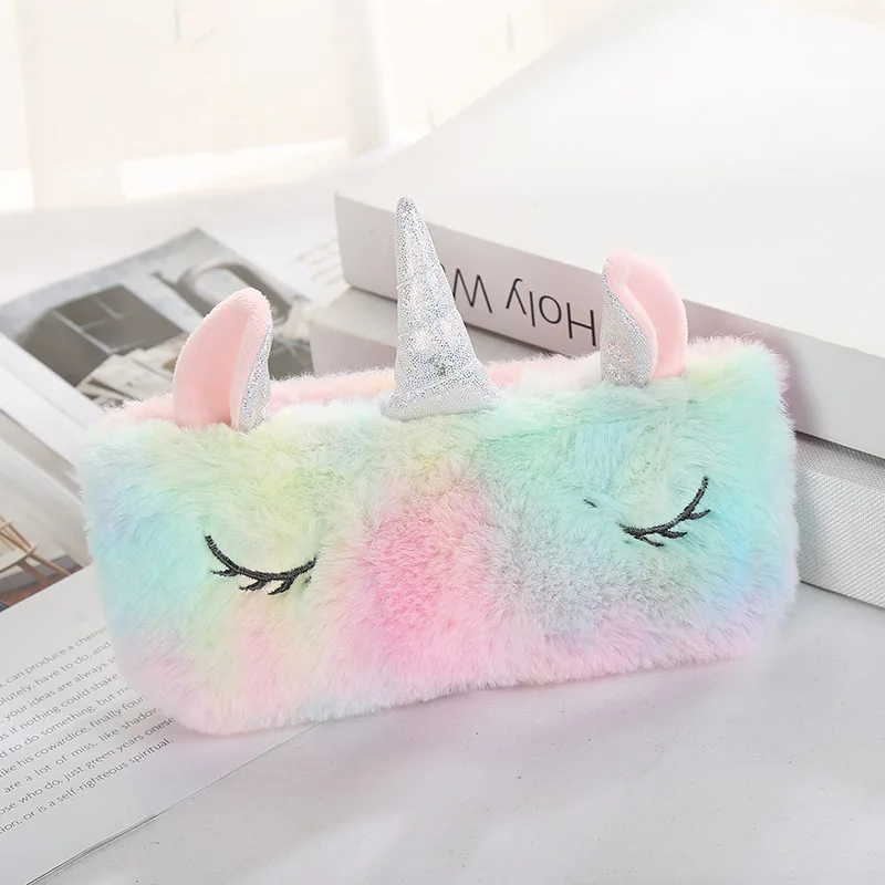  2021 Top Sales Multifunction School Cute Plush Unicorn Pencil Bag Stationery For