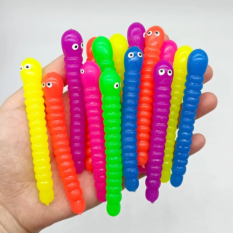 New Cheap Relaxing Toys Colorful String Fidgets Sensory Worm Stretchy Caterpillars Fidget Toy for Kids