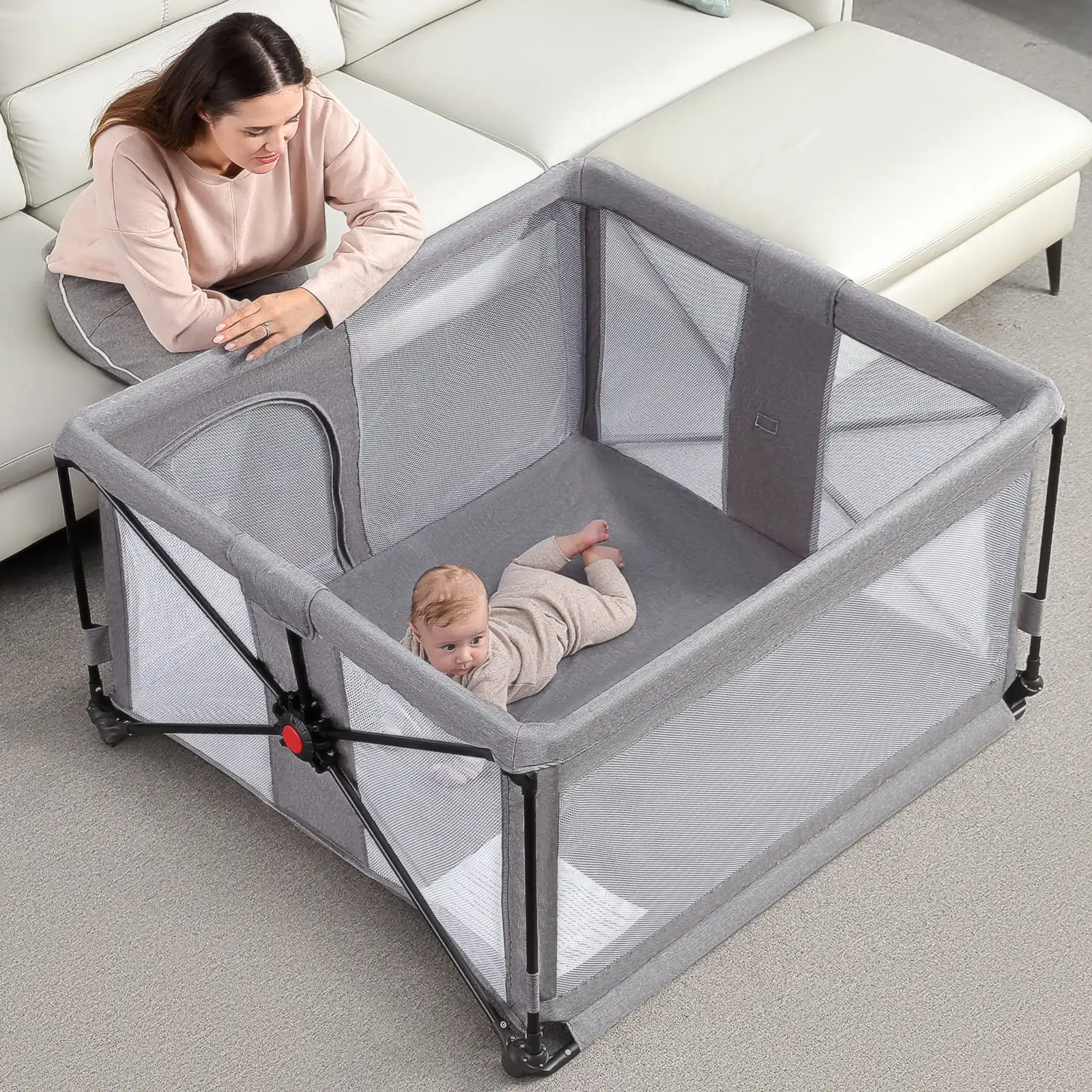 RONBEI Portable Baby Playpen, Easy to Assemble Foldable Playpen for Babies and Toddlers  6 - 36 Months Kid Furniture