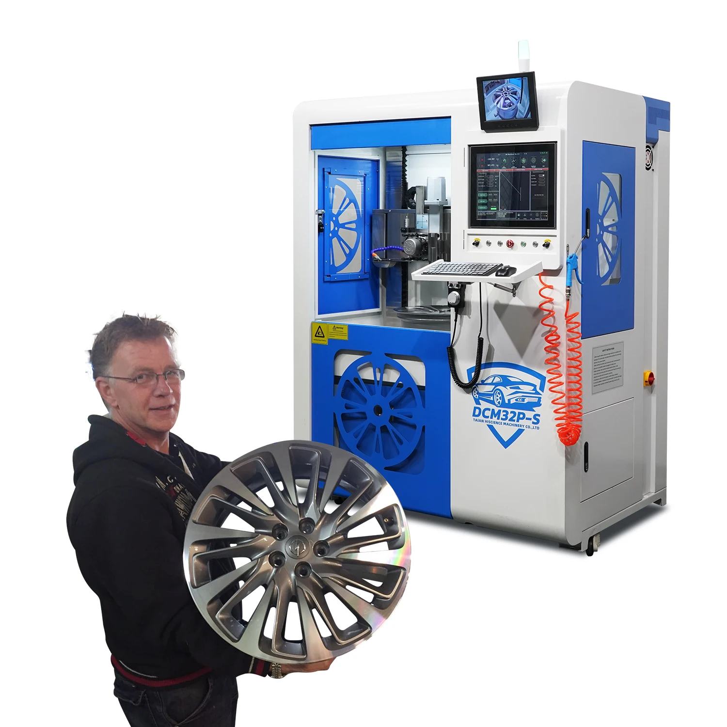 Vertical PC alloy wheel repair diamond cut wheel cnc lathe rim machine for sale DCM32P-S