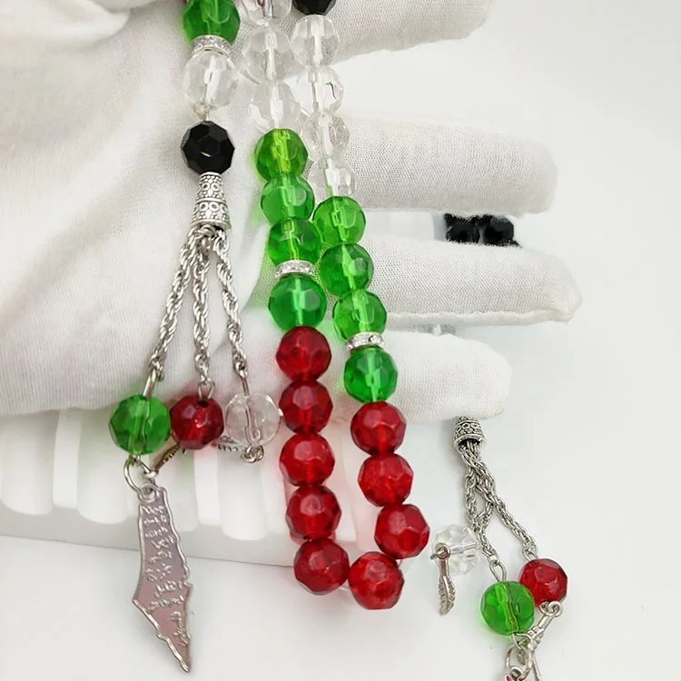 In Store 33 Beads 10mm Islamic Palestine Flag  bracelets Tasbih Prayer Beads
