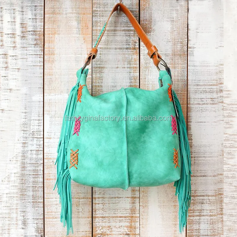 Personalized Women Leather Boho Fringe Bag
