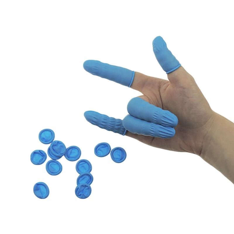 CR0459 Blue Food Latex Finger Cots Rubber Finger Cots Nitrile Finger Cots for Cleanroom