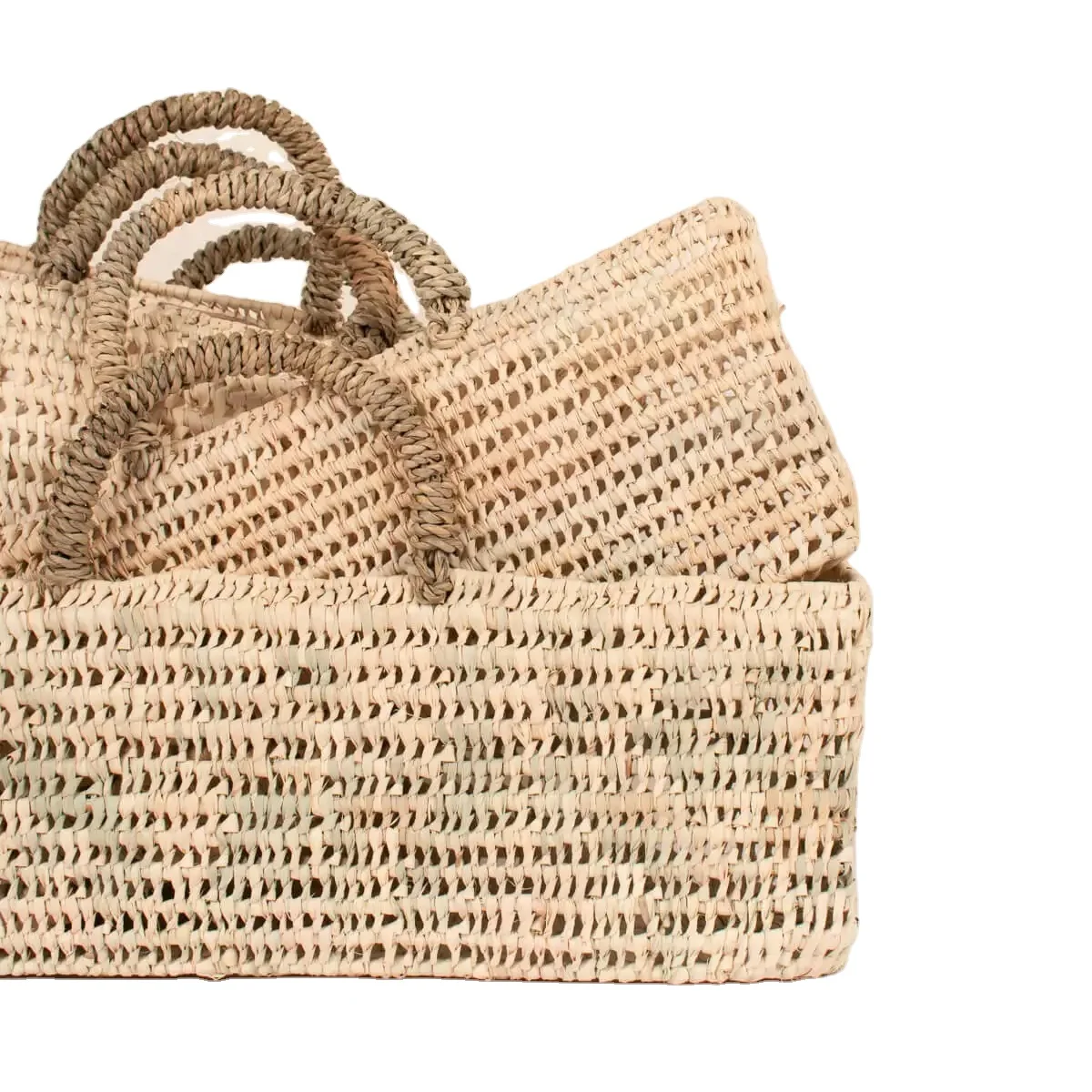 Fashionable Moroccan Vintage Summer Shopping Straw Basket with Rattan Handles Lady-Picnic Elegant Bags