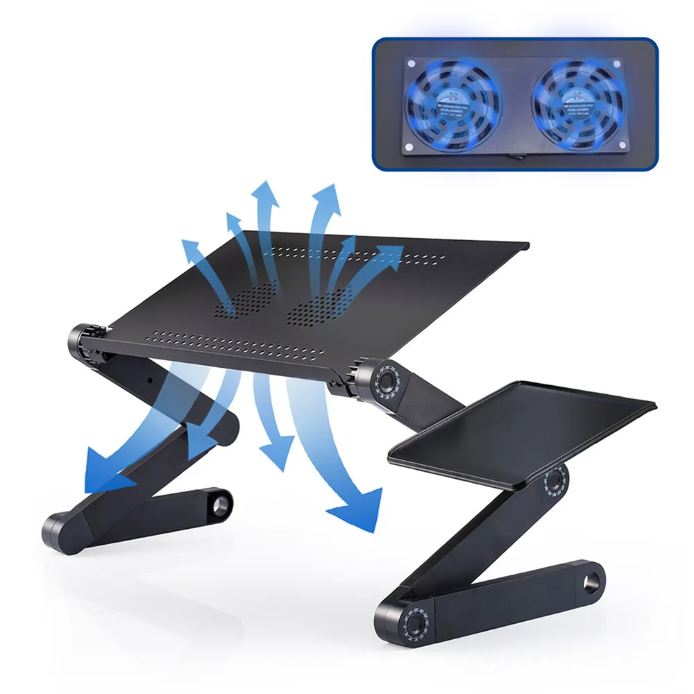 360 rotating adjustable laptop table desk cooling pad 2 fans stand sofa overbed floor outside