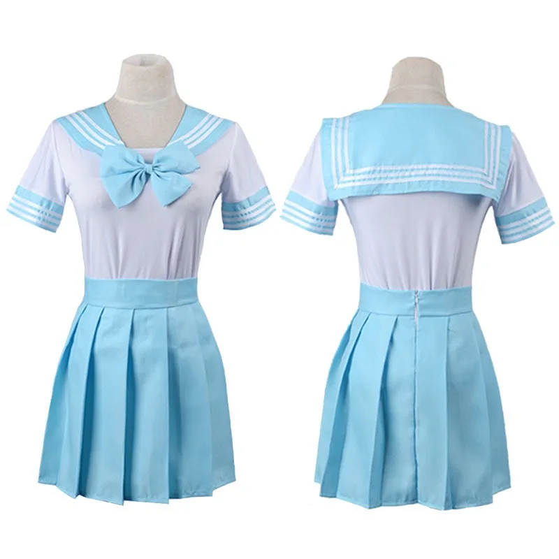 Women School Student Uniform Pleated Skirt Shirt Set Female JK Sailor Suit Sailor Moon Cosplay Japanese Anime Halloween Costumes