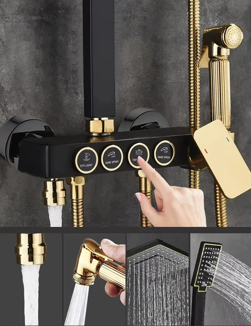 High quality 5-year warranty Thermostatic Shower Unit Brass 4-function shower system Bathroom shower faucet