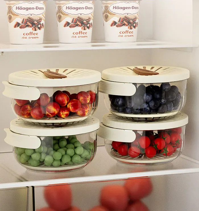 Plastic Drain Basket with Lid Handle Fresh Fruit and Vegetable Storage Containers for Washing and Drain Colanders