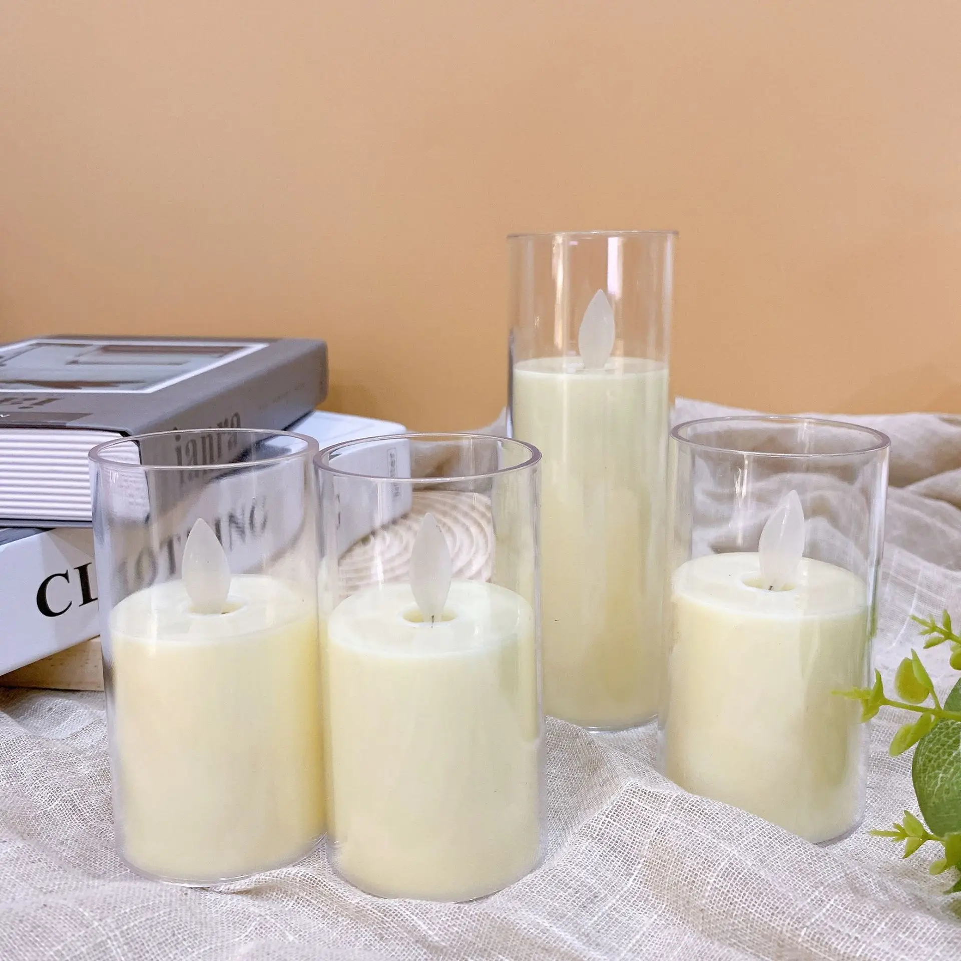 flameless warm white led tea light candles in clear cup tealight candle gut clear plastic flickering light