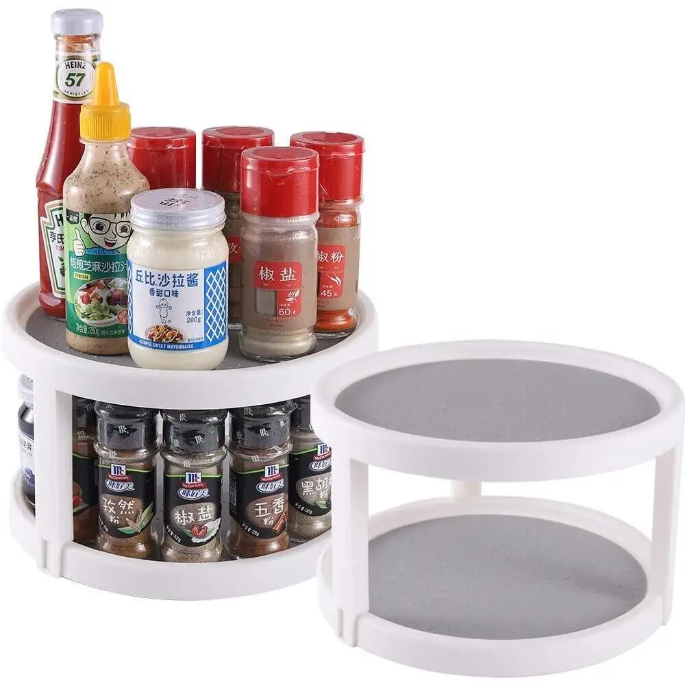 Wholesale Turntable Kitchen Rack Plastic Clear Organization Storage Container Bin for Pantry Lazy Susan