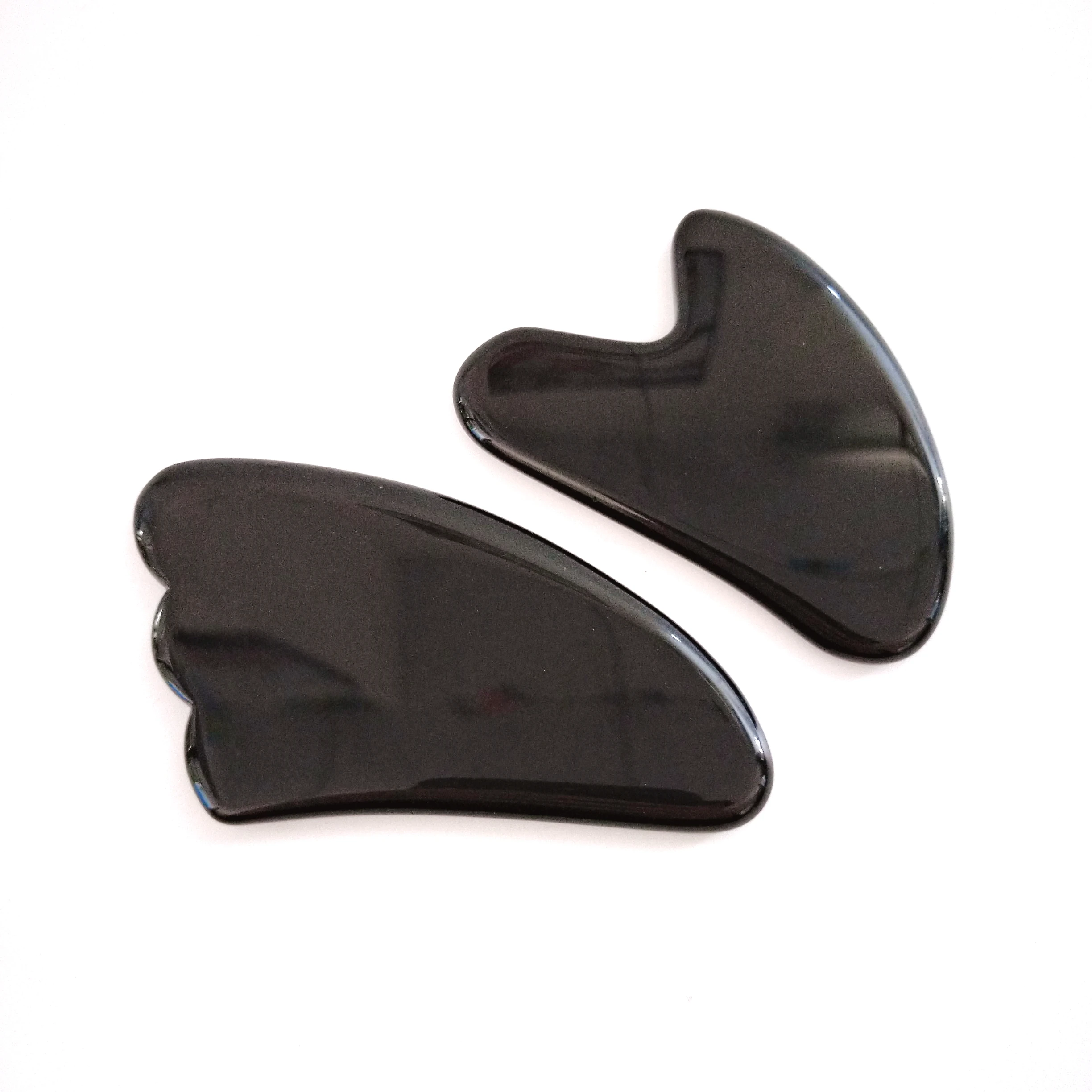 Gems Summer hot item Spiky Black Obsidian gua sha scraping massage tool new shape spiky guastone