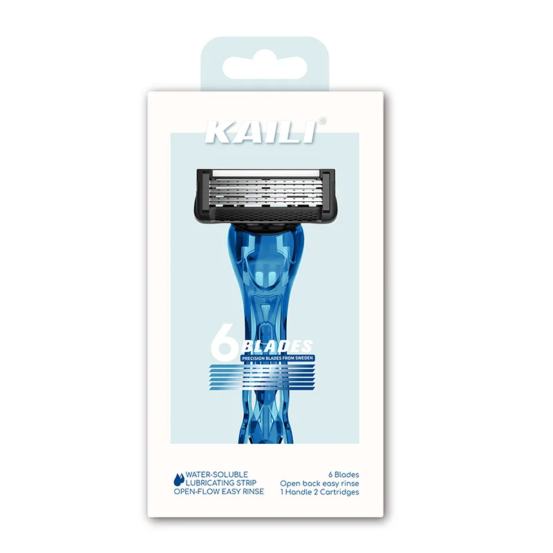 mens shaving razor with special designed handle match with 3 blade razor cartridge make close and clean shaving