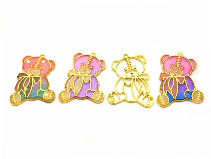 
Mr Bear teddy bear Zinc Alloy Frame Pendants Color-Lasting Hollow Resin Frames with Loop for Resin Jewelry Making 