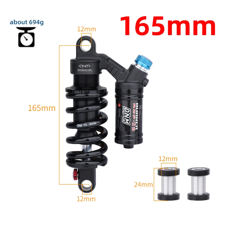 DNM RCP2S mountain bike rear shock absorber 550LBS spring soft tail 165mm/190mm/200/210/220/240mm bicycle shock absorber