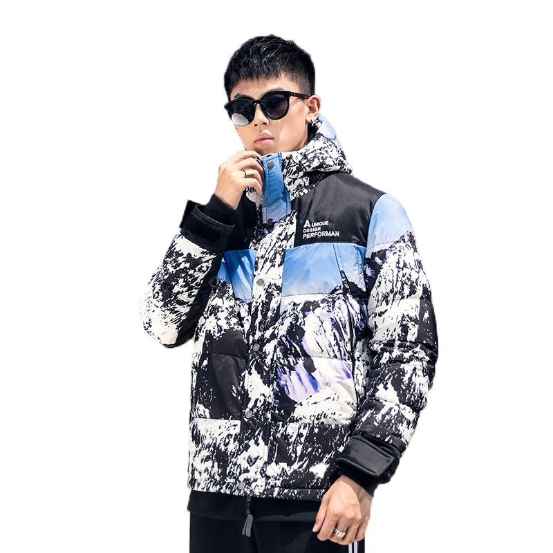 Оптовая продажа, модная уличная одежда, зимняя теплая куртка с капюшоном, свободное мужское зимнее пальто