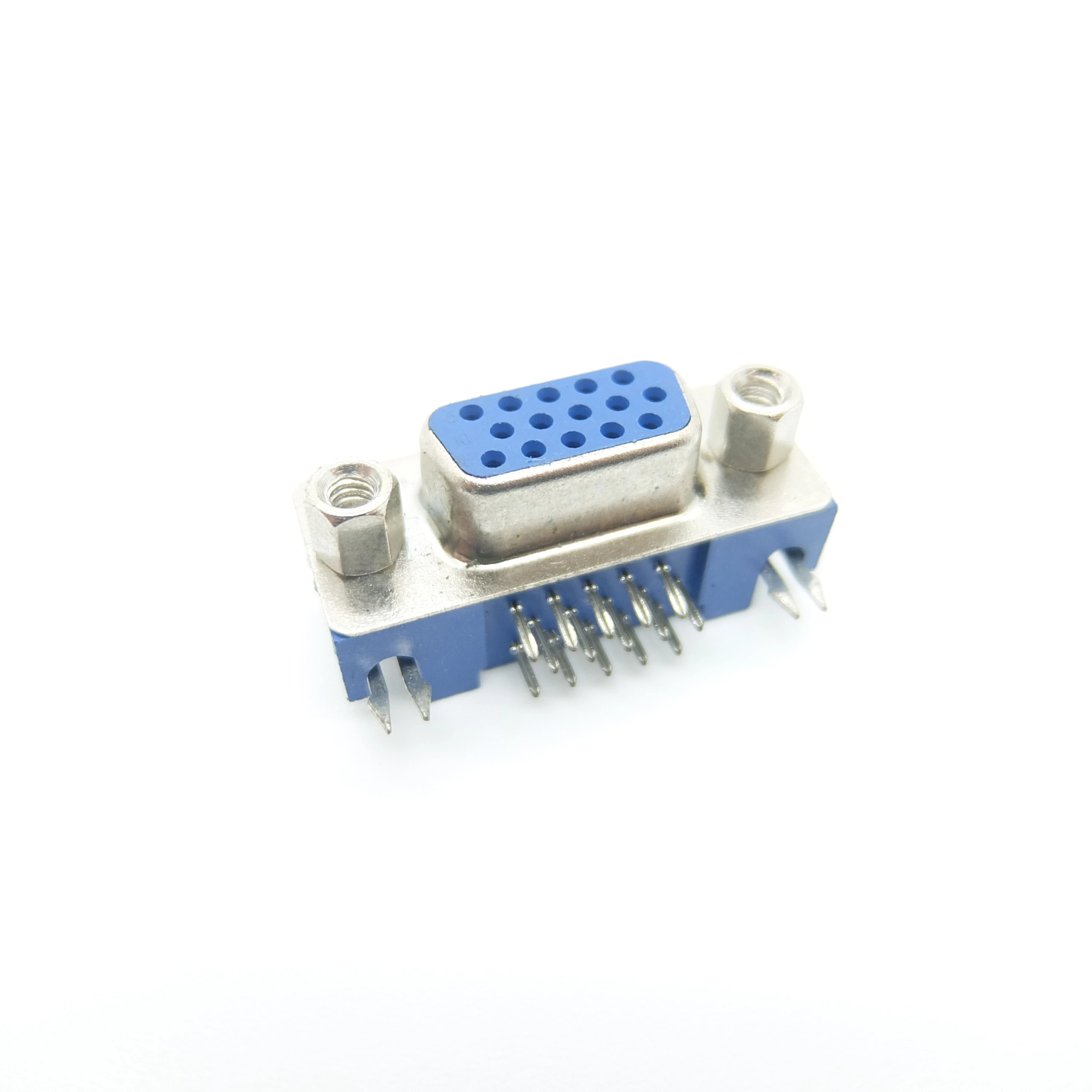 Female db15 d sub dsub connector 15 pin connector d-sub d type HDR 3.08mm three row right angle blue Amphenol ICC FCI ITT Cannon