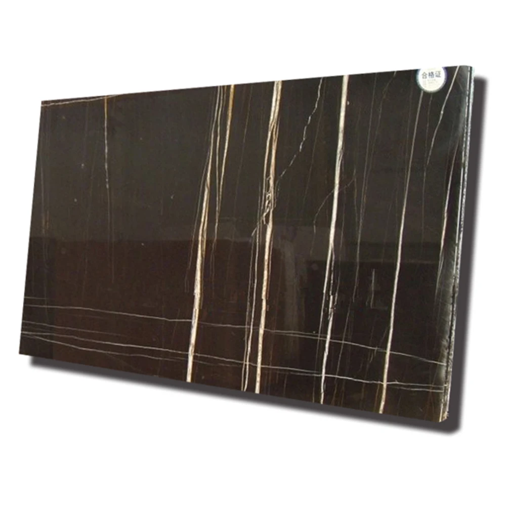 Best selling decorative natural stone black rose marble with vein pattern flat Marmore colored floor tiles